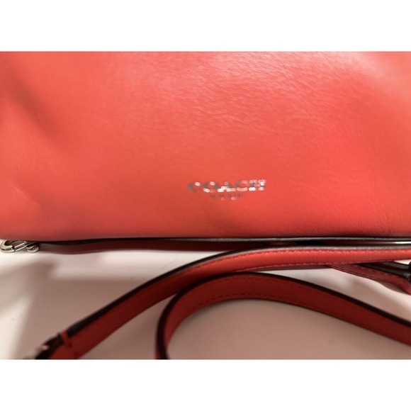 Coach Swagger 27 Coral Leather Satchel Crossbody Bag Resortwear Travel 41-04 - Picture 7 of 13